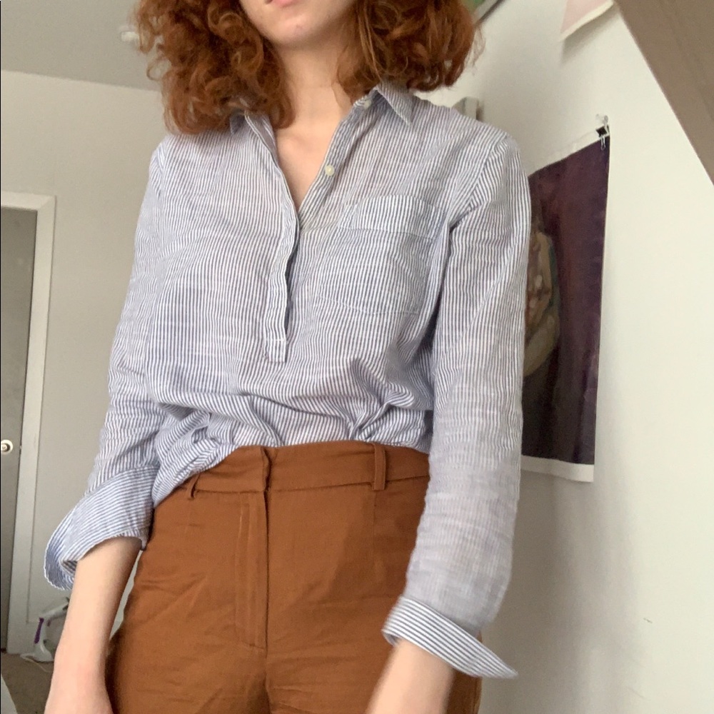 Gap Striped Linen Popover Shirt